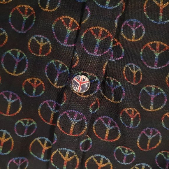 John Lennon shirt men’s size M peace sign long sleeve black + multi color peace - Picture 2 of 6